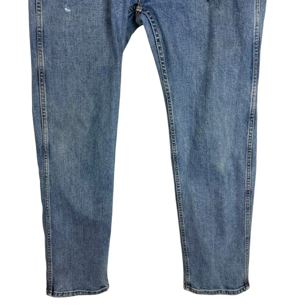 Levi's Jeans Mens 32x31 Blue Denim Stretch‎ Distressed Workwear Fit Straight Leg